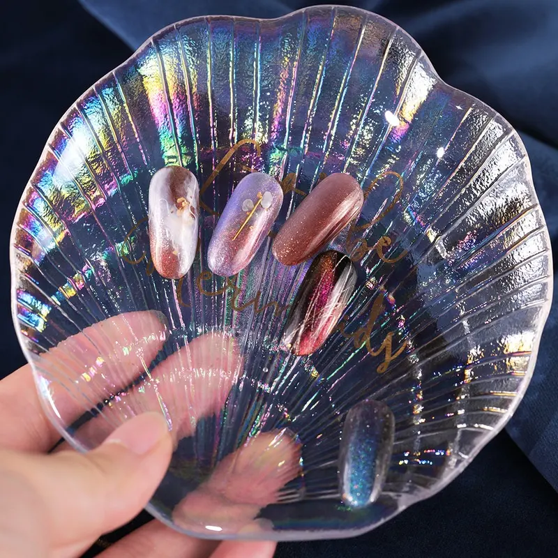Plato de cristal con forma de concha de perla, plato creativo de cristal, Serie ocean, sin plomo