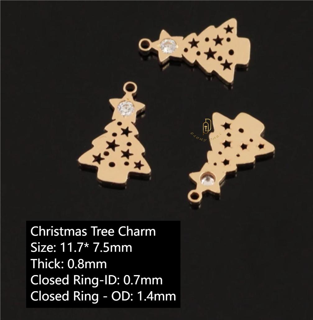 7 Gold Filled Christmas Tree Charm Zircon