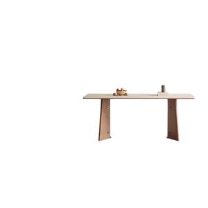 Mesa de Comedor de Madera Maciza de Travertino Blanco Puro, Madera de Fresno y Nogal, Estilo Moderno Minimalista, Muebles para Comedor - Product Image 2