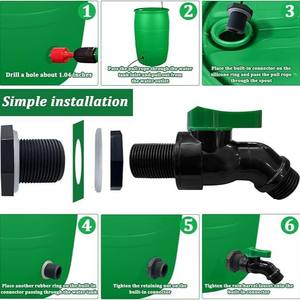 Robinet de sortie fileté <span class=keywords><strong>pour</strong></span> baril de pluie, norme américaine transfrontalière 3/4 GHT, à tête hexagonale, <span class=keywords><strong>pour</strong></span> tuyau d'arrosage et conteneur de type fût, avec buse inférieure - Product Image 5