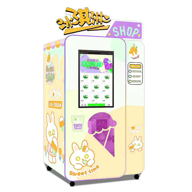 Smart Automatic Robot Maker Coin-Operated Ice Cream Vending Machine Frozen Soft Ice Cream by Robot