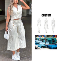 Ensembles de mode pour femmes, ensemble décontracté en deux pièces, haut à boutons, taille plus, pantalon large respirant