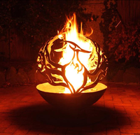 Boule de feu en acier corten personnalisable pour l'extérieur, foyer sphérique, bol à feu, globe