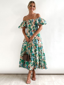 Nouvelle Robe Imprimée à Col Unique et Manches Bouffantes pour <span class=keywords><strong>Femme</strong></span>, Collection Printemps-Été 2026, Grande Vente - Product Image 4