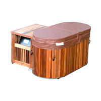 Senya Ensemble complet de bain froid en bois personnalisé avec armoires latérales de rangement, machine de refroidissement pour bain de glace, ovale autoportant