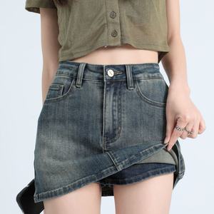 Minifalda Vaquera de Verano, Nueva, en Oferta, Diseño Moderno con Botones al Frente, Corte en A, Cintura Alta, Informal, para Mujer - Product Image 2