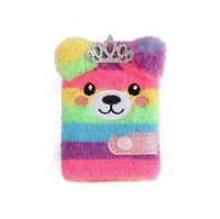 Carnet de poche en peluche mini licorne de dessin animé pour enfants avec fermeture à bouton-pression, carnet portable et mignon de style ours pour étudiants