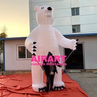 Marionnette d'ours polaire lumineuse gonflable de défilé, grande marionnette d'animal de marche blanche gonflable pour la performance de rue de scène de festival