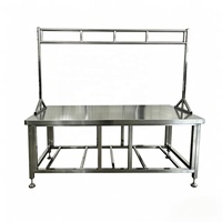 Verstelbare 200cm RVS gepolijste slagerstafel voor vlees, hoogteverstelbaar, professionele keuken, snijtafel, 300kg draagvermogen
