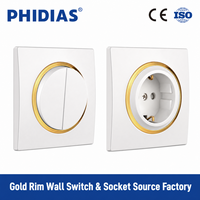 Prise murale électrique en laiton standard européen, 2 broches, mise à la terre russe, 16A/10A, interrupteur prise UE, CE ROHS, usage résidentiel, 80x80mm, 1