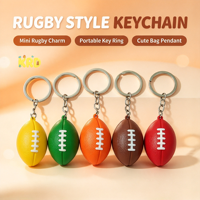 Porte-clés Mini Ballon de Rugby en PVC, Pendentif de Simulation, Accessoire de Bijoux DIY, Souvenir de Jeu Sportif, Petit Cadeau Promotionnel