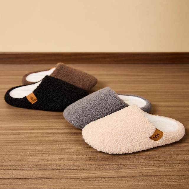 Wholesale Custom LOGO Women's Fuzzy Slip-on Slippers Soft Comfy Memory Foam Indoor House Shoes