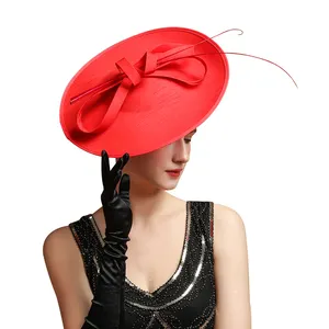 Newest Most Popular Theme Party Red Fascinators Hat Derby Church Hat With Headband for Women
