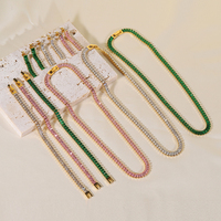 Bijoux en acier inoxydable plaqué or 18K, zircon, luxe, sans vernis et étanche, Baguette brillante, cristal