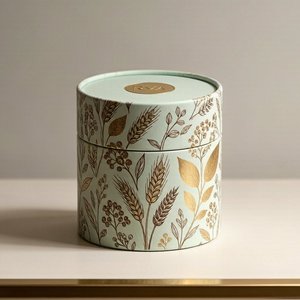 Custom Printed Cosmetic Paper Tube Round Packaging Luxury Cardboard Cylinder <b>Box</b> for Powder Puff Skincare - Product Image 4