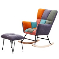 Mobilier de salon dernière conception prix de gros personnalisé confortable tissu Orange moderne loisirs chaise à bascule pour adulte
