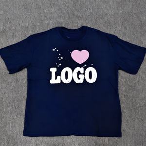 T-shirt style hip-hop en molleton français 100 % coton, coupe ample, avec logo imprimé en relief, manches courtes, en stock, livraison directe - Product Image 2