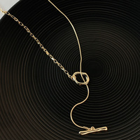 Collier en acier inoxydable avec fermoir OT, pour femme, chaîne longue de luxe léger, accessoires de mode