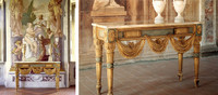 Meubles palais classique italien, Console de luxe en bois sculpté à la main, Table en marbre