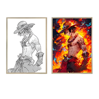 Peinture Murale Lumineuse LED One Piece de Haute Qualité, Lampe Décorative Luffy avec Cadre, Paysage Subjectif, Peinture Légère Anime