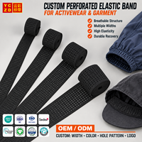 Bande élastique en maille GOTS GRS noire avec logo personnalisé, élastiques épais en maille pour soutien-gorge de sport, sangle élastique pour sous-vêtements et vêtements