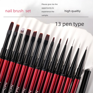 Ensemble de 13 pinceaux à ongles en métal avec logo personnalisé, pinceaux professionnels pour la peinture au gel pour salon - Product Image 2