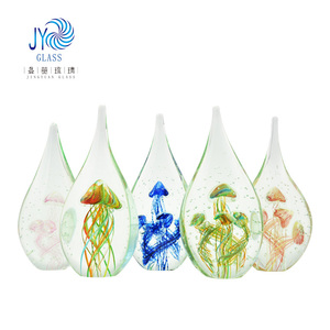 Wholesale Handmade Murano Jellyfish Glass Crafts Desk Paperweight for Home Decoration
