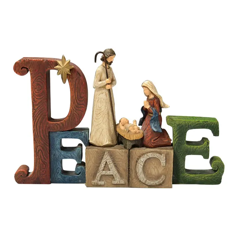 Religious Resin hand-painted holy family statue of Father and Mother of Christ baby Peace Jesus decoration gift decorations