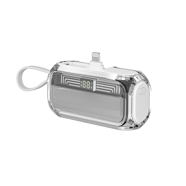 5000mAh Mini Plug-in Portable Power Bank Smart Tracker Find My Tag Power Bank with Built-in Cable LED External Battery