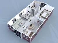 Maisons modulaires préfabriquées haut de gamme et très vendues, avec un design d'extension à double aile.