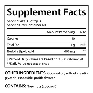 Acentiallabs 120 Softgel 600 mg Acido R-Alfa Lipoico in Capsule con Olio di Cocco Senza Glutine per Supporto Energetico e Cognitivo - Product Image 2