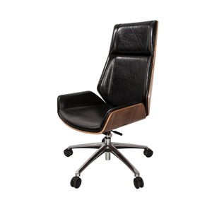 Fauteuil de bureau de direction ergonomique en cuir noir, pivotant, moderne et luxueux, pour grossistes - Product Image 1