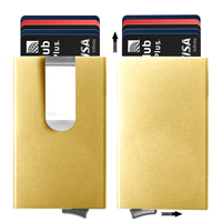 Dompet Kartu Pop Up dengan Penjepit Uang, Pengaman Kartu Kredit, Bahan Aluminium Alloy, Harga Pabrik