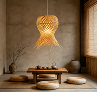 Lustre d'intérieur en bambou et rotin, lampe suspendue tressée à la main pour restaurant, abat-jour en bambou fait main, luminaires suspendus contemporains