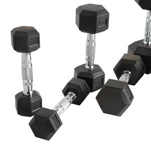 Grosir Cina produsen kustom gratis berat Gym 2.5-50KG Set logam menangani karet Hex Hexagon Dumbbell