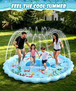 Alberca de Agua Inflable de PVC con Diseño Oceánico de 102.3 Pulgadas para Niños, Juegos Acuáticos de Verano para el Patio Trasero - Product Image 5