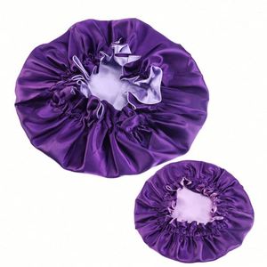 Bonnet de nuit réversible en satin uni personnalisable avec logo, pour femme et bébé, modèle parent-enfant, vente en gros - Product Image 1