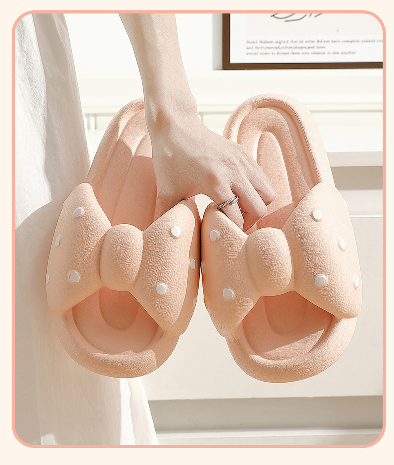 Summer Home EVA Slippers Bathroom Non-slip Thick Bottoming Cute Girls Bow Slides Sandals