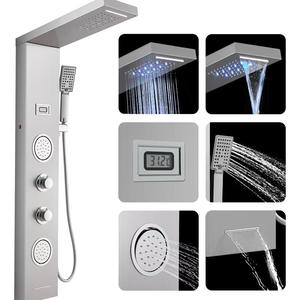 Panneau mural de douche contemporain économique pour villa, en laiton brossé, avec robinet en céramique, jet doux/pluie et massage, pour usage hôtelier, garantie 5 ans - Product Image 5