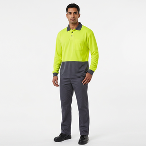 Wholesale <b>High</b> Visible Outdoor Work Reflective Safety Hi <b>Vis</b> Work Long T-<b>Shirt</b> & <b>Polo</b> <b>Shirt</b> Spliced Hi-<b>Vis</b> <b>Polo</b> - Product Image 1