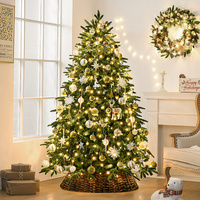 Sapin de Noël artificiel en PVC de 1,8 m avec lumières LED, décorations de Noël personnalisées, boule, Noël en plein air, Navidad