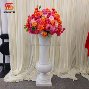 Jarrón Moderno de Fibra de Vidrio Blanco Liso, Alto y Grande, con Forma de Trompeta, Centro de Mesa para Decoración de Eventos y Bodas - Product Image 4