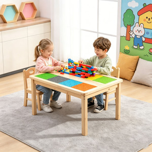<b>Building</b> <b>Block</b> Table Solid Wood Children's Double-layer Childhood Intelligence Colorful Wood Table - Product Image 5