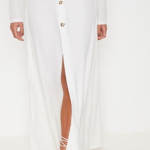 Custom Ladies High Waist Button Front Maxi <b>Skirt</b> - Product Image 6