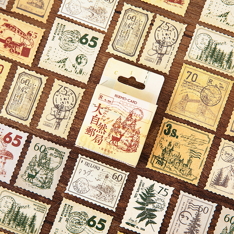 Vintage Stamp Gold Stamped Paper Decorative