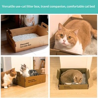 Bac à litière pour chat jetable d'intérieur en carton léger, imperméable, à faible entrée, facile à plier, durable, avec conception de bac à litière en papier pour chaton