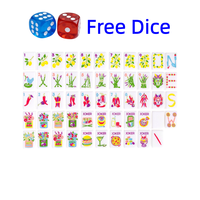 En stock aux États-Unis : Nouvelles tuiles de Mahjong américaines de luxe gravées en acrylique, sur le thème des fruits et légumes vibrants, dans une boîte en carton, idéales pour les voyages.