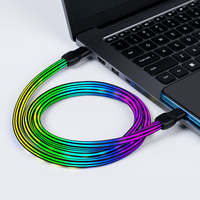 Nouveau produit, câble de charge pour téléphone de type C, blanc et noir, écologique, tressé, 1 m, lumineux, LED, pour ordinateur/imprimante