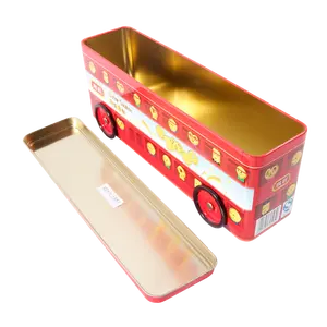 Wholesale ODM OEM Acceptable Car Bus Shaped Tinplate Cake Cookie Chocolate Packaging Box Gift Snack Tins For Kids