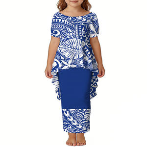 Set Puletasi Personalizzato per Ragazze, Abito con Top e Gonna, Design delle Isole del Pacifico, Taglie Forti, Vestito per Bambini a Maniche Corte, Abbigliamento per Bambini in Due Pezzi - Product Image 5